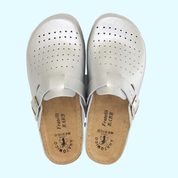 Медицинское сабо женское кожаное серое D-312 26209 фото