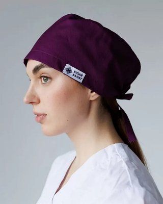 Классическая медицинская шапочка на завязках фиолетовая 1704725950 фото