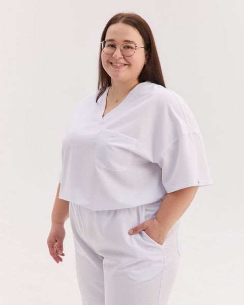 Медичний костюм жіночий Чикаго білий +SIZE 628-324-996 фото
