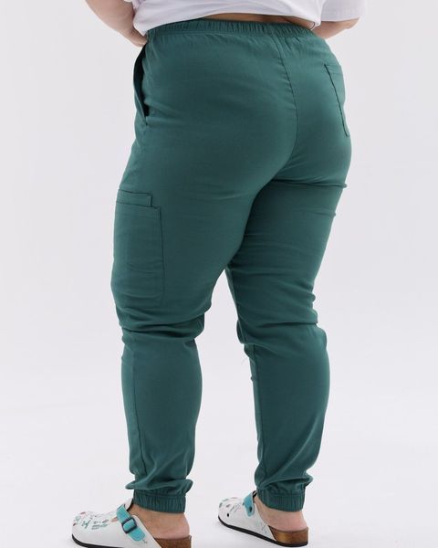 Медичні штани жіночі джогери стрейч зелені +SIZE 503-350-7301 фото